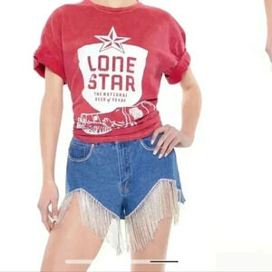 Rhinstone jean shorts